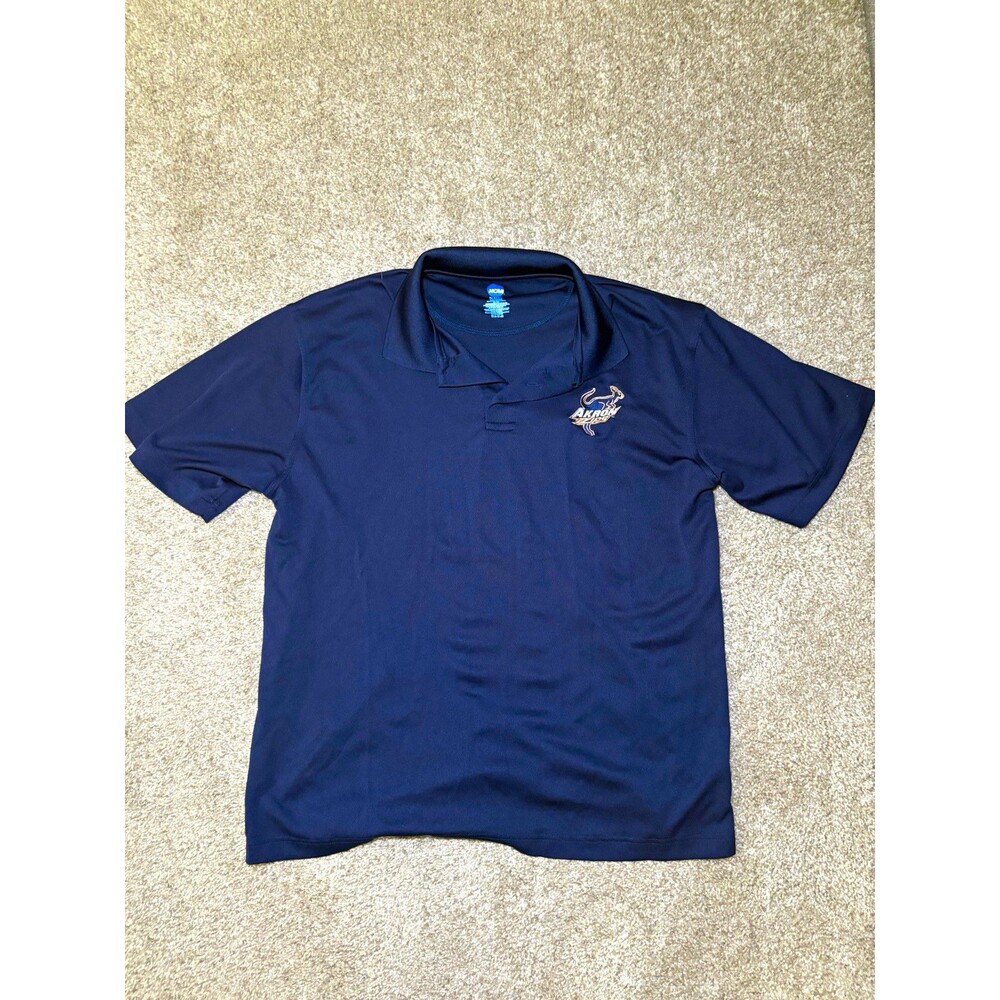 NCAA Akron Zips Navy Short Sleeve Polo Shirt Mens S Officially Licensed